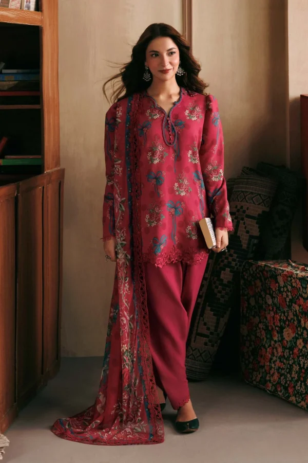 M Basics Embroidered Linen Suit MB-CUSV15-08B - Maria B Unstitched 3 Piece Winter Collection, shopping, retail, latest, 2026, UK, full front look