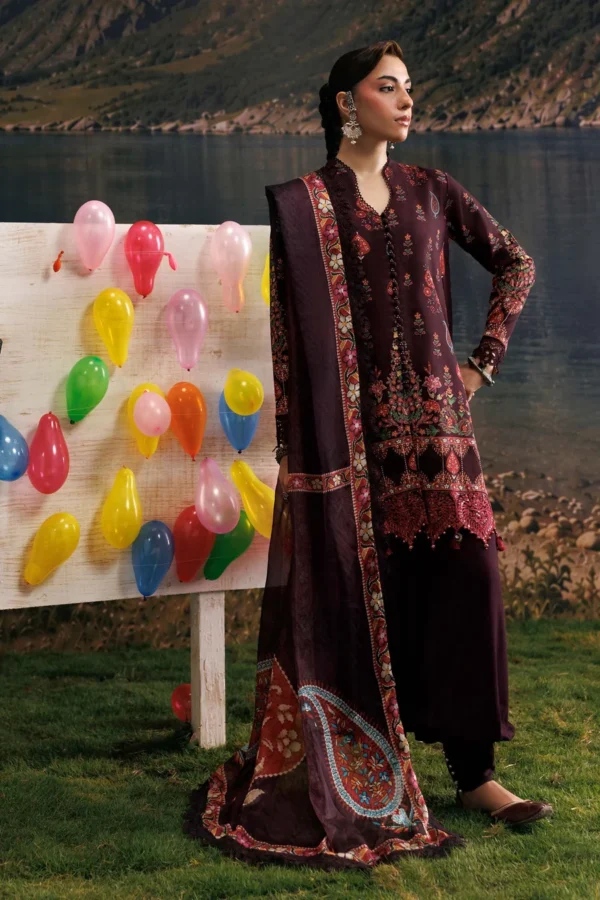 M Basics Embroidered Linen Suit MB-CUSV15-09B - Maria B Unstitched 3 Piece Winter Collection, shopping, retail, latest, 2026, UK, full front look