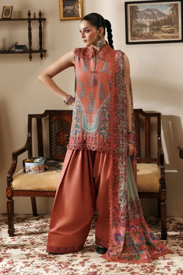 M Basics Embroidered Linen Suit MB-CUSV15-10B - Maria B Unstitched 3 Piece Winter Collection, shopping, retail, latest, 2026, UK, full front look