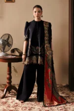 M Basics Embroidered Linen Suit MB-CUSV15-11B - Maria B Unstitched 3 Piece Winter Collection, shopping, retail, latest, 2026, UK, full front look
