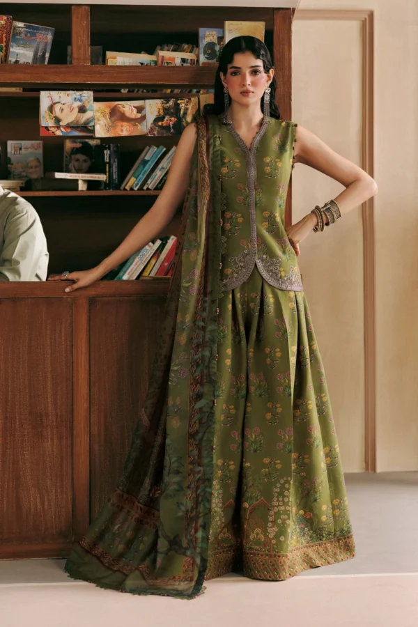 M Basics Embroidered Linen Suit MB-CUSV15-12A - Maria B Unstitched 3 Piece Winter Collection, shopping, retail, latest, 2026, UK, full front look