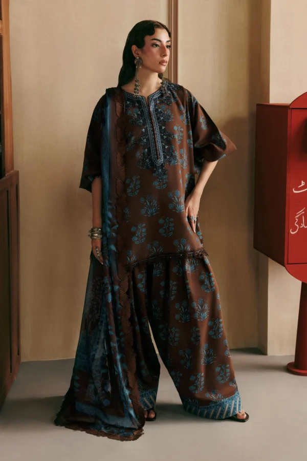 M Basics Embroidered Linen Suit MB-CUSV15-12B - Maria B Unstitched 3 Piece Winter Collection, shopping, retail, latest, 2026, UK, full front look