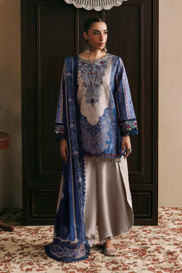 M Basics Embroidered Slub Khaddar Suit MB-CUSV15-01A - Maria B Unstitched 3 Piece Winter Collection, shopping, retail, latest, 2026, UK, full front look