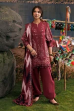 M Basics Embroidered Slub Khaddar Suit MB-CUSV15-02A - Maria B Unstitched 3 Piece Winter Collection, shopping, retail, latest, 2026, UK, full front look