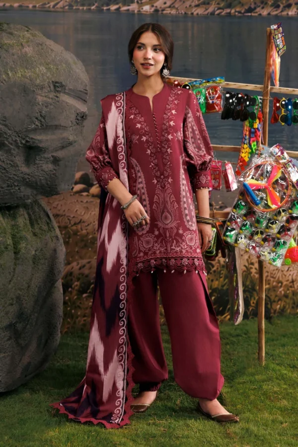 M Basics Embroidered Slub Khaddar Suit MB-CUSV15-02A - Maria B Unstitched 3 Piece Winter Collection, shopping, retail, latest, 2026, UK, full front look