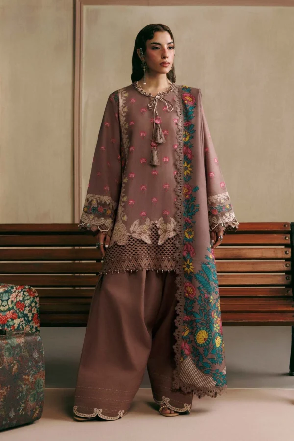 M Basics Embroidered Slub Khaddar Suit MB-CUSV15-03A - Maria B Unstitched 3 Piece Winter Collection, shopping, retail, latest, 2026, UK, full front look