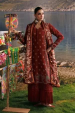 M Basics Embroidered Slub Khaddar Suit MB-CUSV15-03B - Maria B Unstitched 3 Piece Winter Collection, shopping, retail, latest, 2026, UK, full front look