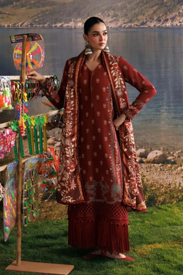 M Basics Embroidered Slub Khaddar Suit MB-CUSV15-03B - Maria B Unstitched 3 Piece Winter Collection, shopping, retail, latest, 2026, UK, full front look