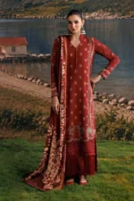 M Basics Embroidered Slub Khaddar Suit MB-CUSV15-03B - Maria B Unstitched 3 Piece Winter Collection, shopping, retail, latest, 2026, UK, dupatta look