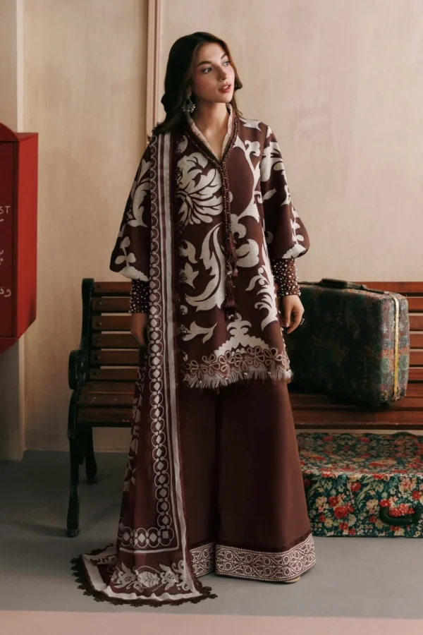 M Basics Embroidered Slub Khaddar Suit MB-CUSV15-04A - Maria B Unstitched 3 Piece Winter Collection, shopping, retail, latest, 2026, UK, full front look