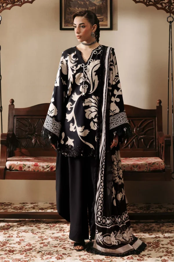 M Basics Embroidered Slub Khaddar Suit MB-CUSV15-04B - Maria B Unstitched 3 Piece Winter Collection, shopping, retail, latest, 2026, UK, full front look