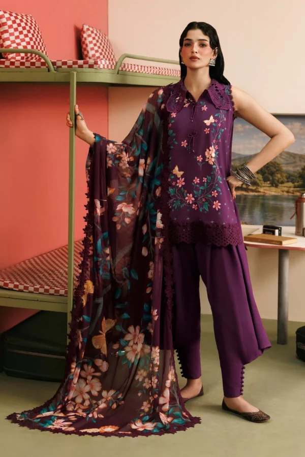 M Basics Embroidered Linen Suit MB-CUSV15-07A - Maria B Unstitched 3 Piece Winter Collection, shopping, retail, latest, 2026, UK, full front look