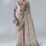 Maria B Embroidered Chiffon Saree BD-3103, 3 piece unstitched Maria B new collection 2026 with price for brides, bridesmaid and mother of the bride in UK, full front look