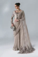 Maria B Embroidered Chiffon Saree BD-3103, 3 piece unstitched Maria B new collection 2026 with price for brides, bridesmaid and mother of the bride in UK, full front look