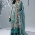 Maria B Embroidered Organza Suit BD-3107, 3 piece unstitched Maria B new collection 2026 with price for brides, bridesmaid and mother of the bride in UK, full front look