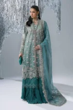 Maria B Embroidered Organza Suit BD-3107, 3 piece unstitched Maria B new collection 2026 with price for brides, bridesmaid and mother of the bride in UK, full front look