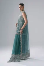 Maria B Embroidered Organza Suit BD-3107, 3 piece unstitched Maria B new collection 2026 with price for brides, bridesmaid and mother of the bride in UK, side look