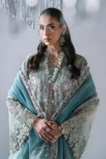 Maria B Embroidered Organza Suit BD-3107, 3 piece unstitched Maria B new collection 2026 with price for brides, bridesmaid and mother of the bride in UK, sleeves look