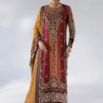 Maria B Embroidered Raw Silk Suit BD-3104, 3 piece unstitched Maria B new collection 2026 with price for brides, bridesmaid and mother of the bride in UK, full front look