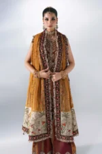 Maria B Embroidered Raw Silk Suit BD-3104, 3 piece unstitched Maria B new collection 2026 with price for brides, bridesmaid and mother of the bride in UK, dupatta look