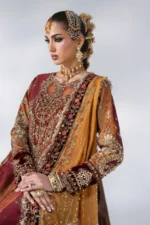 Maria B Embroidered Raw Silk Suit BD-3104, 3 piece unstitched Maria B new collection 2026 with price for brides, bridesmaid and mother of the bride in UK, sleeves look