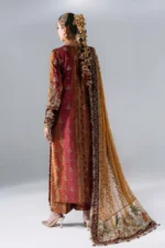 Maria B Embroidered Raw Silk Suit BD-3104, 3 piece unstitched Maria B new collection 2026 with price for brides, bridesmaid and mother of the bride in UK, back look