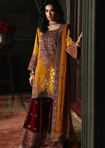 Charizma Signora Unstitched Embroidered Velvet Palachi CVT5-16, Fabric for UK winters