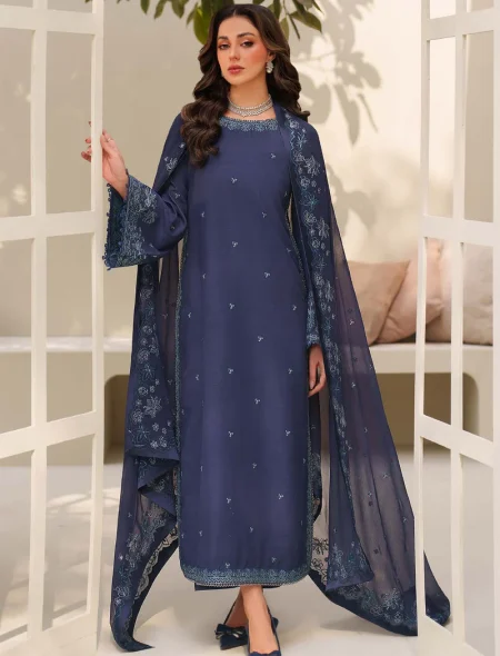 Tabeer By Zarif 3-Piece Unstitched Embroidered Silk Dress | 09 Anaabi sequins embroidered raw silk suit with chiffon dupatta, full suit
